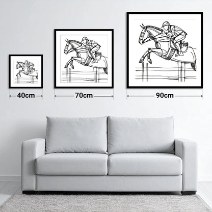The Perfect Arc - size guide showing 40cm, 70cm and 90cm art prints