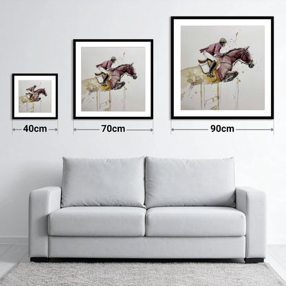 Burgundy Flight - size guide showing 40cm, 70cm and 90cm art prints