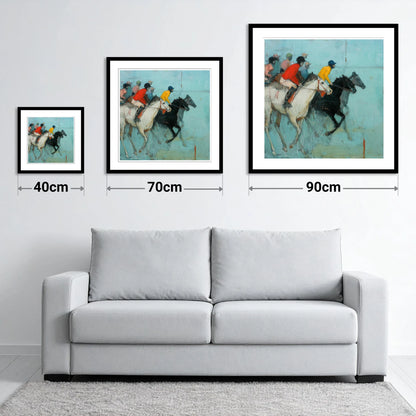 The Inside Rail - size guide showing 40cm, 70cm and 90cm art prints