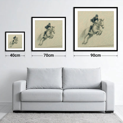 Precision in Flight - size guide showing 40cm, 70cm and 90cm art prints