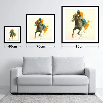 Surge of Colour - size guide showing 40cm, 70cm and 90cm art prints