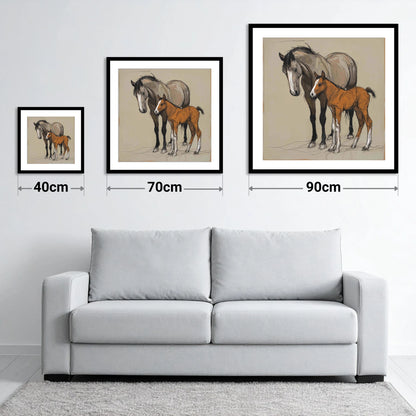 Gentle Guidance - size guide showing 40cm, 70cm and 90cm art prints