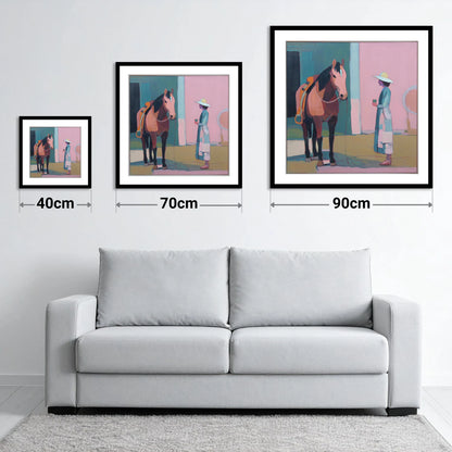 A Moment of Stillness - size guide showing 40cm, 70cm and 90cm art prints