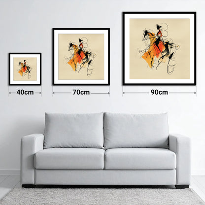 Harmony in Amber - size guide showing 40cm, 70cm and 90cm art prints