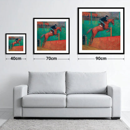 Emerald Arena Flight - size guide showing 40cm, 70cm and 90cm art prints
