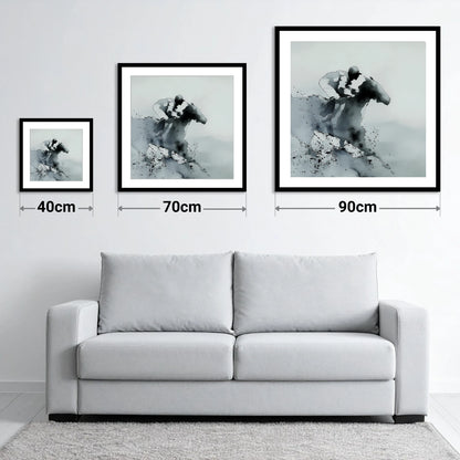 Shadows of the Track - size guide showing 40cm, 70cm and 90cm art prints