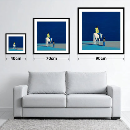 The Quiet Expanse - size guide showing 40cm, 70cm and 90cm art prints