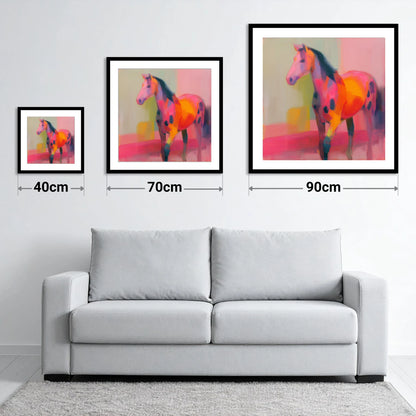 Vivid Appaloosa Spirit - size guide showing 40cm, 70cm and 90cm art prints