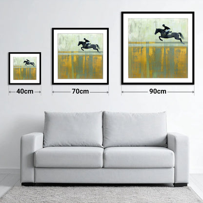 Flight Over Gold - size guide showing 40cm, 70cm and 90cm art prints