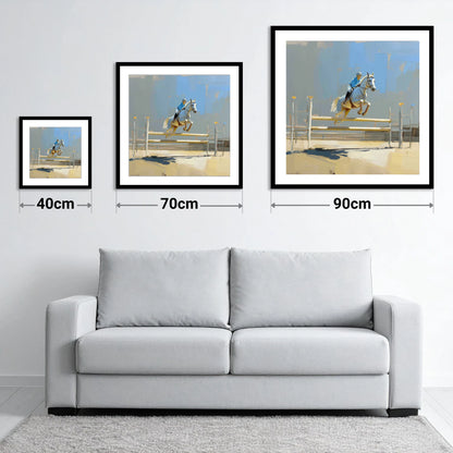 Sunlit Flight - size guide showing 40cm, 70cm and 90cm art prints