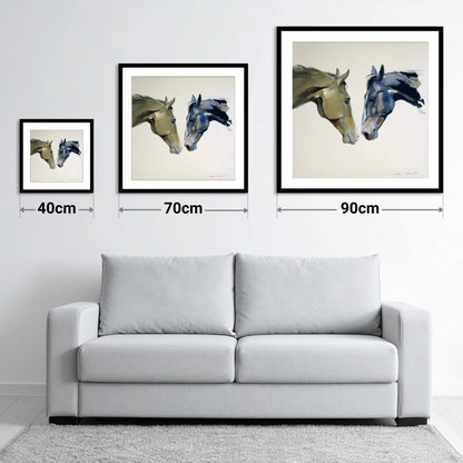 Kindred Spirits - size guide showing 40cm, 70cm and 90cm art prints
