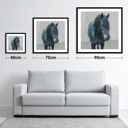 Textured Midnight Profile - size guide showing 40cm, 70cm and 90cm art prints