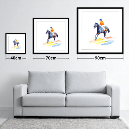 Vivid Racing Colours - size guide showing 40cm, 70cm and 90cm art prints