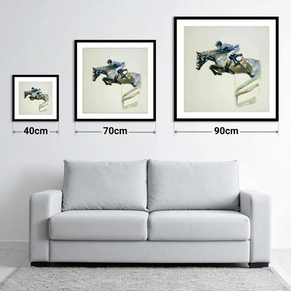 The Perfect Bascule - size guide showing 40cm, 70cm and 90cm art prints