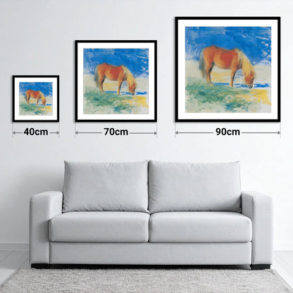 Grazing Under Cobalt Skies - size guide showing 40cm, 70cm and 90cm art prints
