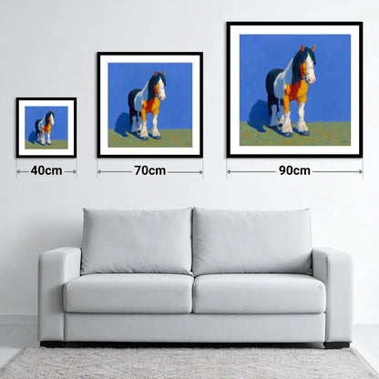 Sunlit Coloured Cob - size guide showing 40cm, 70cm and 90cm art prints