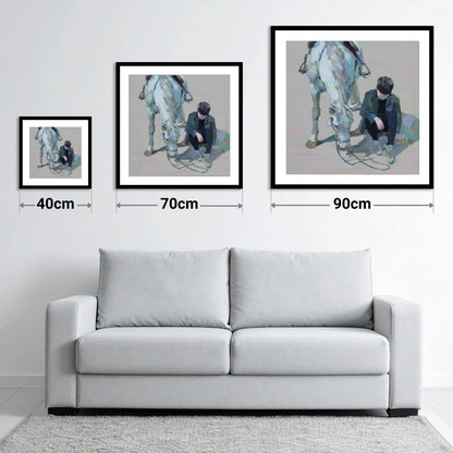 Shared Silence - size guide showing 40cm, 70cm and 90cm art prints