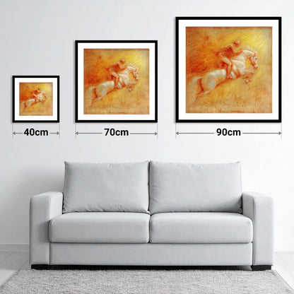 Ascent Into Light - size guide showing 40cm, 70cm and 90cm art prints