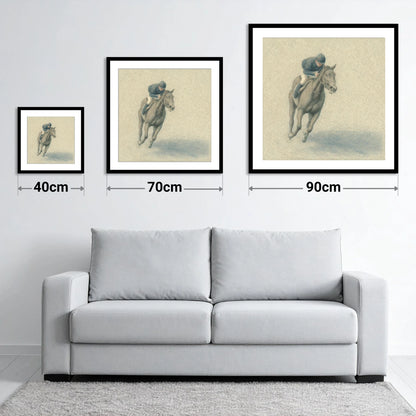 Steady Stride - size guide showing 40cm, 70cm and 90cm art prints