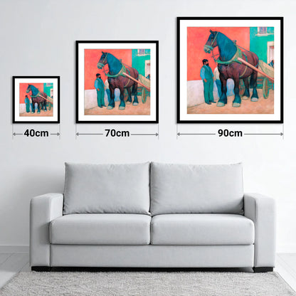 Strength and Stillness - size guide showing 40cm, 70cm and 90cm art prints