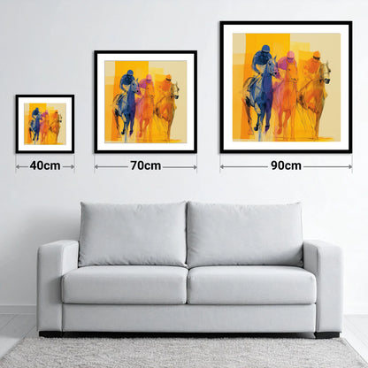 The Colour of Speed - size guide showing 40cm, 70cm and 90cm art prints