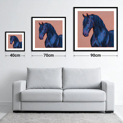 Midnight Blue Majesty - size guide showing 40cm, 70cm and 90cm art prints