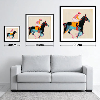 Vibrant Sprint - size guide showing 40cm, 70cm and 90cm art prints