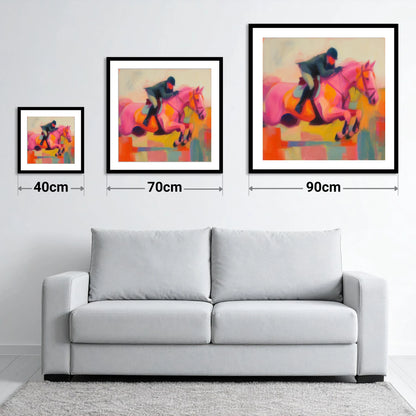 Vivid Ascent - size guide showing 40cm, 70cm and 90cm art prints