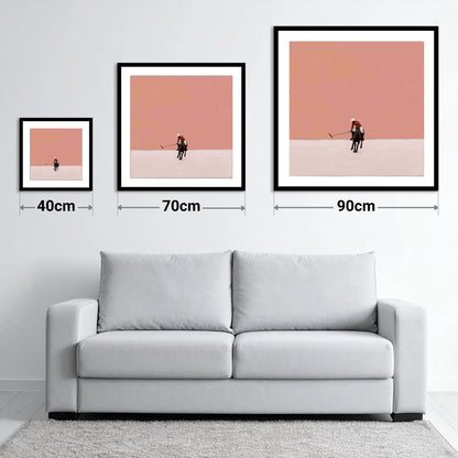 Rose Horizon Polo - size guide showing 40cm, 70cm and 90cm art prints