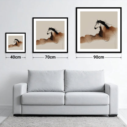 Fluid Sepia Profile - size guide showing 40cm, 70cm and 90cm art prints