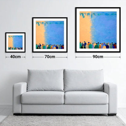 Waiting for the Field - size guide showing 40cm, 70cm and 90cm art prints