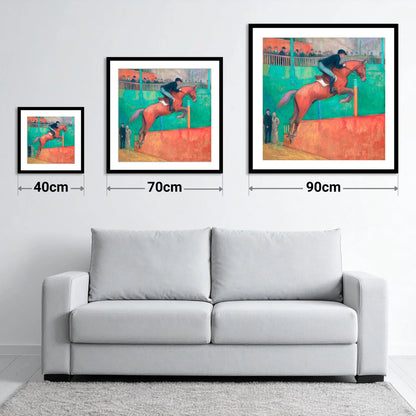Emerald Arena Flight - size guide showing 40cm, 70cm and 90cm art prints