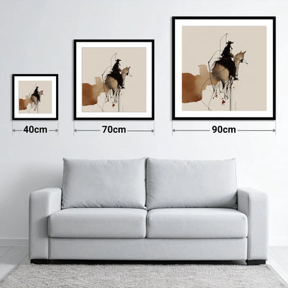 Rhythm of the West - size guide showing 40cm, 70cm and 90cm art prints