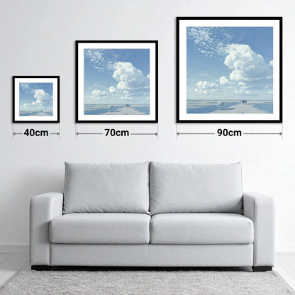 Beneath Endless Skies - size guide showing 40cm, 70cm and 90cm art prints