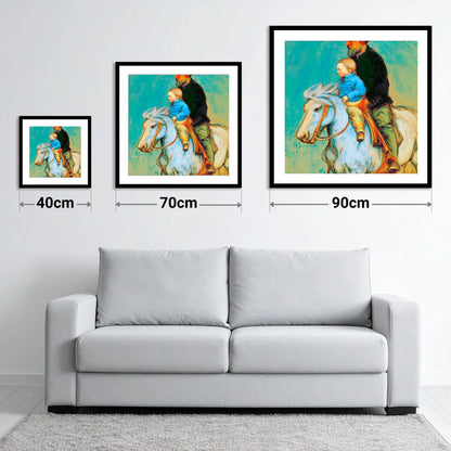 The Guiding Hand - size guide showing 40cm, 70cm and 90cm art prints