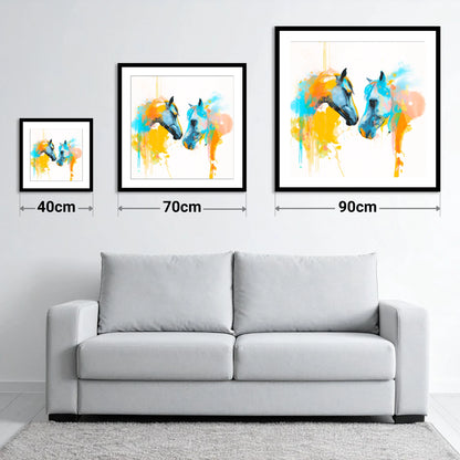 Spirited Bond - size guide showing 40cm, 70cm and 90cm art prints