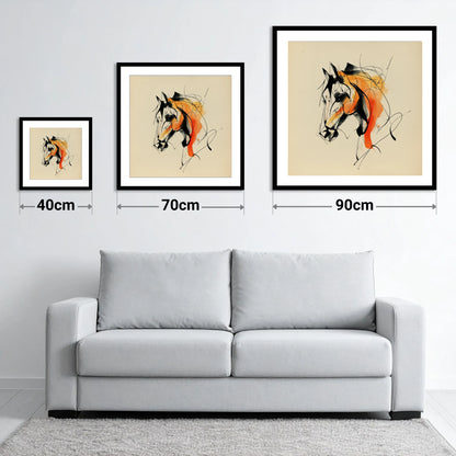 Amber Vitality - size guide showing 40cm, 70cm and 90cm art prints