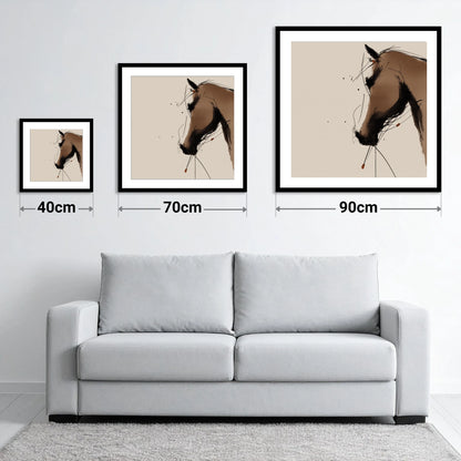 Sepia Ink Profile - size guide showing 40cm, 70cm and 90cm art prints