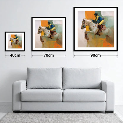 Flight in Vibrant Colour - size guide showing 40cm, 70cm and 90cm art prints