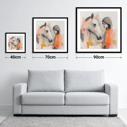 Unspoken Bond - size guide showing 40cm, 70cm and 90cm art prints
