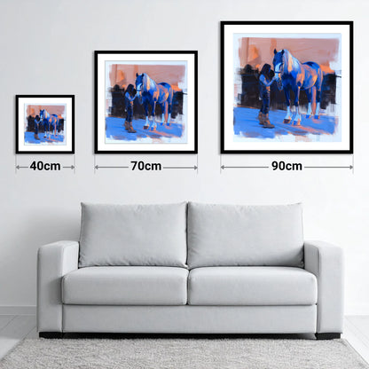 The Gentle Bond - size guide showing 40cm, 70cm and 90cm art prints