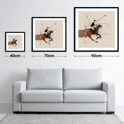 Untamed Ink Equine - size guide showing 40cm, 70cm and 90cm art prints