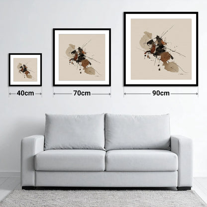 Raw Equine Spirit - size guide showing 40cm, 70cm and 90cm art prints
