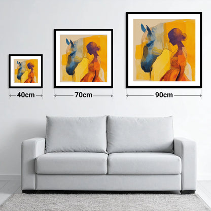 Amber Reverie - size guide showing 40cm, 70cm and 90cm art prints