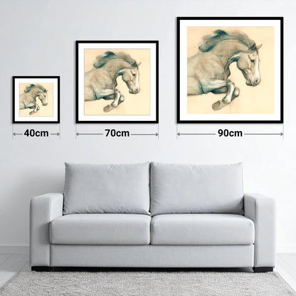 Suspended Grace - size guide showing 40cm, 70cm and 90cm art prints