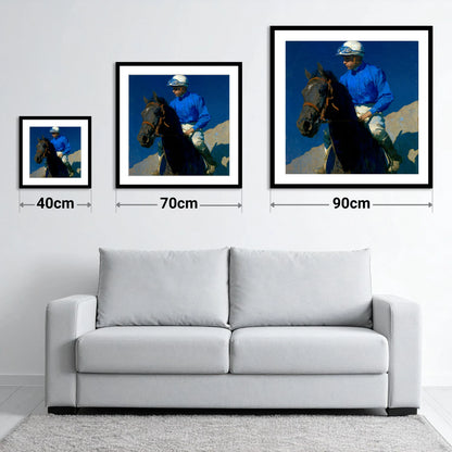 Focus Under Cobalt Skies - size guide showing 40cm, 70cm and 90cm art prints