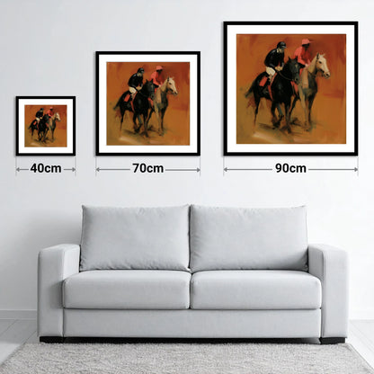Towards the Start - size guide showing 40cm, 70cm and 90cm art prints