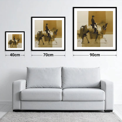 Mastery in Motion - size guide showing 40cm, 70cm and 90cm art prints