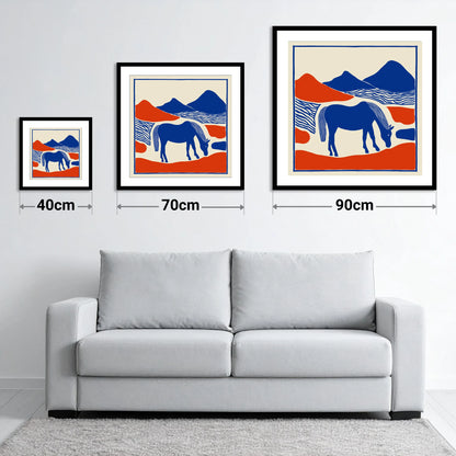 Cobalt Pastures - size guide showing 40cm, 70cm and 90cm art prints