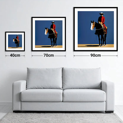 Bold Western Poise - size guide showing 40cm, 70cm and 90cm art prints